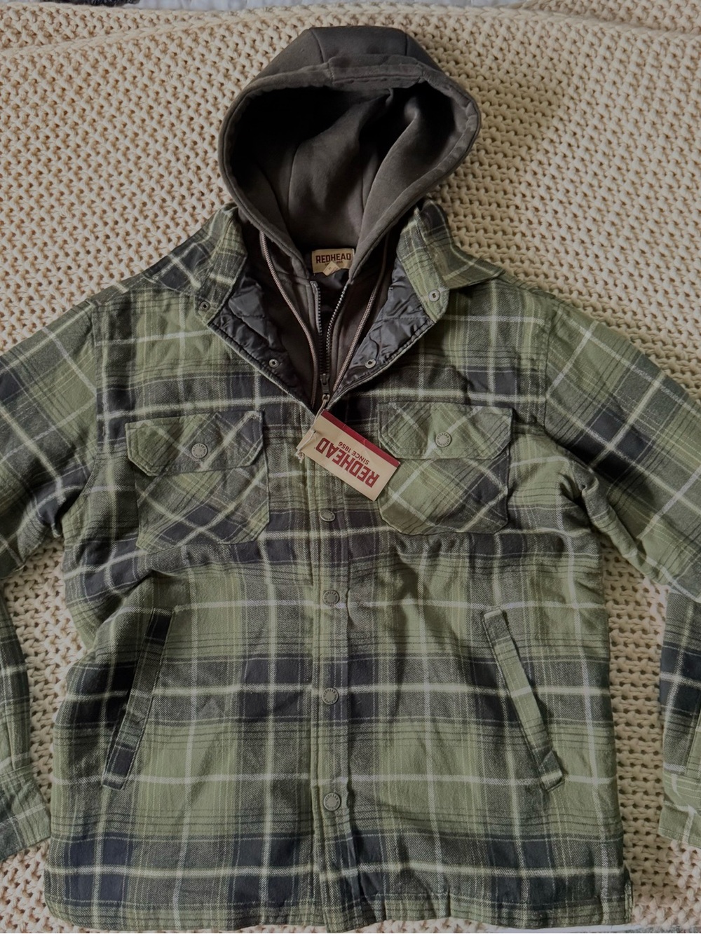 RedHead Olive Plaid Hooded Field Jacket
